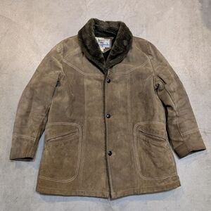 VTG Pioneer Wear Overcoat Men's 42 (S-M) Brown Faux Lined Outerwear USA Made